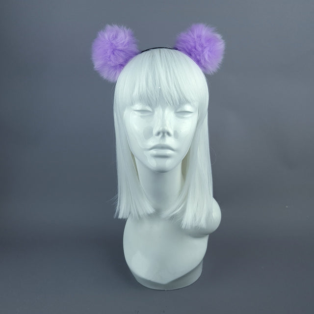 "Teddie" Purple Pompom Ear Headpiece