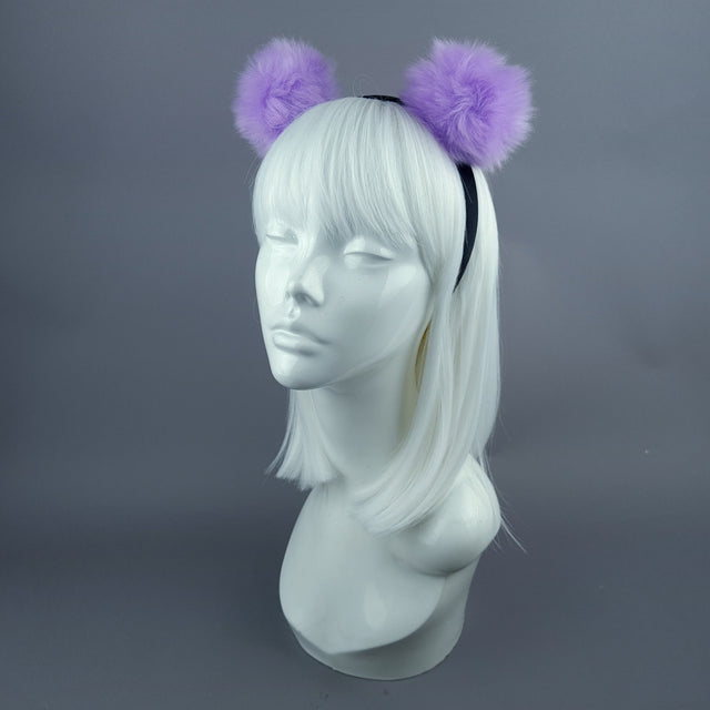 "Teddie" Purple Pompom Ear Headpiece