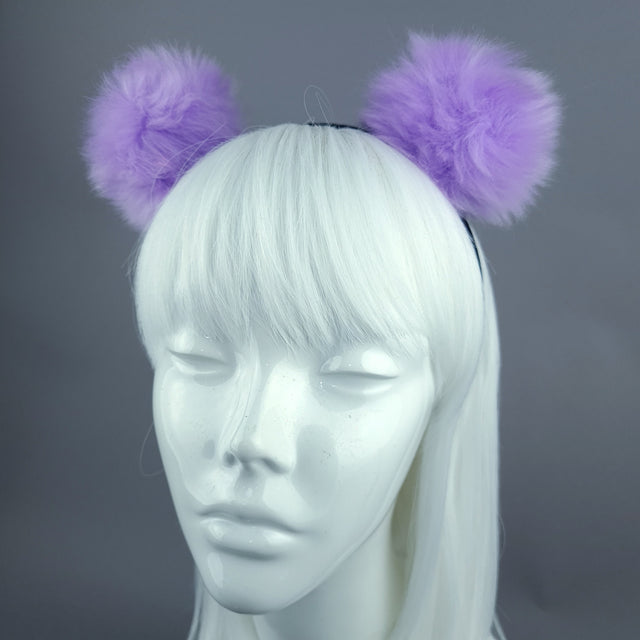 "Teddie" Purple Pompom Ear Headpiece