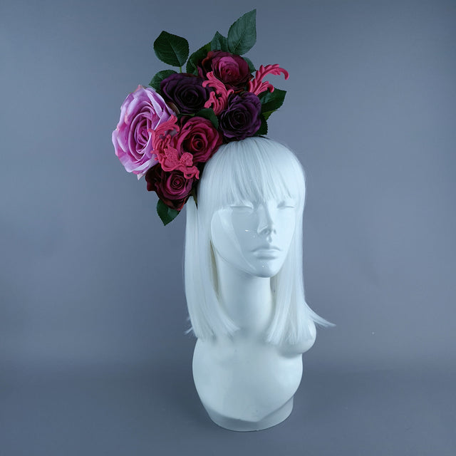 "Fayetta" Pink Rose & Filigree Headdress
