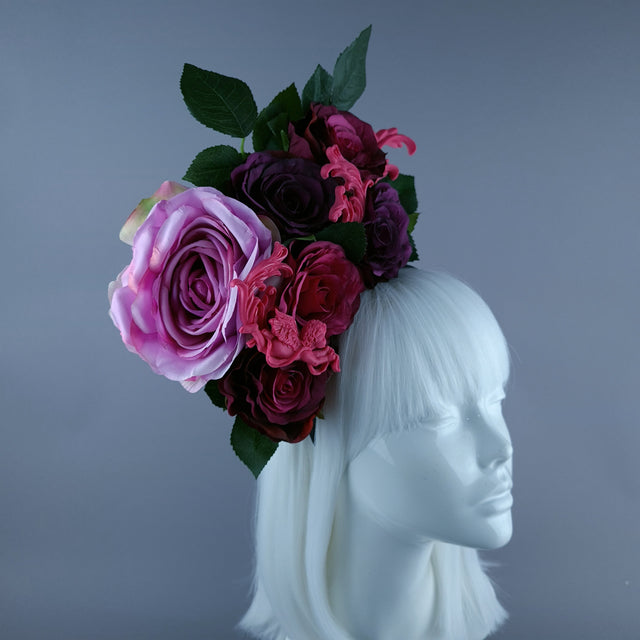 "Fayetta" Pink Rose & Filigree Headdress