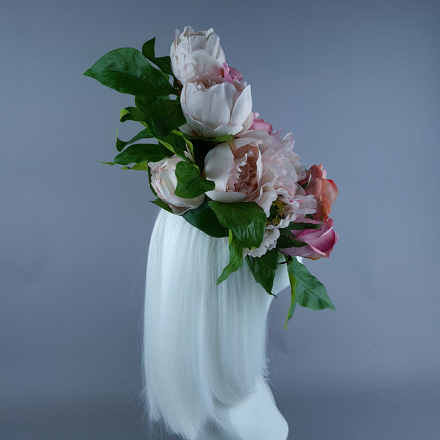 "Zia" Pink Rose, Snake & Filigree Fascinator Hat