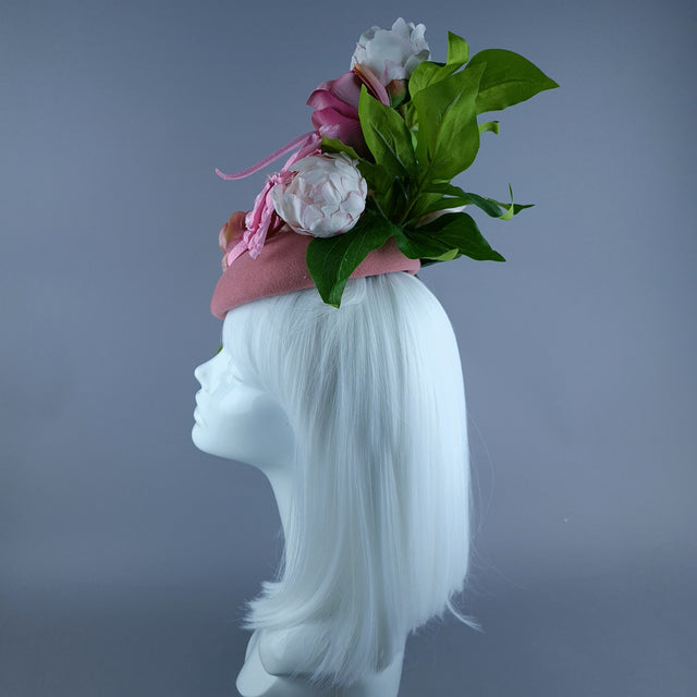 "Zia" Pink Rose, Snake & Filigree Fascinator Hat