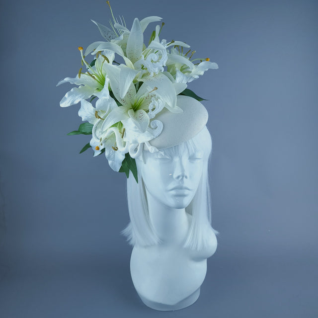 "Semyazza" Ivory Lily, Snake & Filigree Fascinator Hat