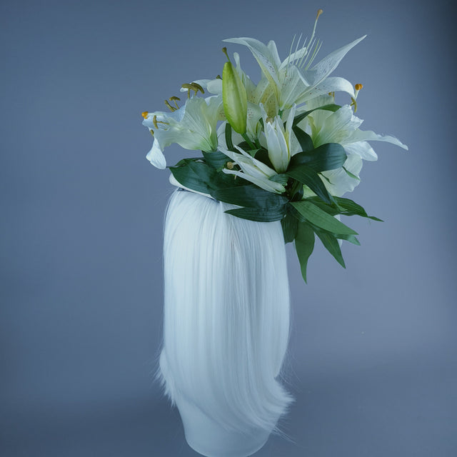 "Semyazza" Ivory Lily, Snake & Filigree Fascinator Hat