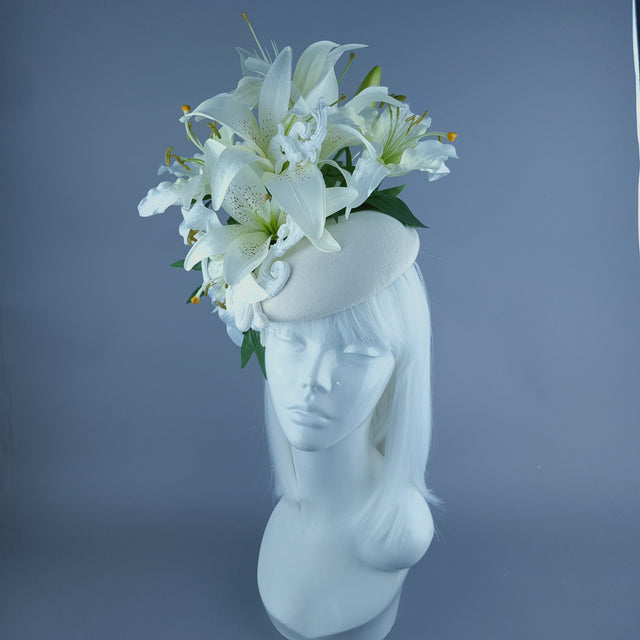 "Semyazza" Ivory Lily, Snake & Filigree Fascinator Hat