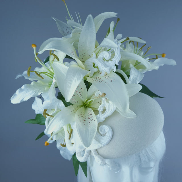 "Semyazza" Ivory Lily, Snake & Filigree Fascinator Hat