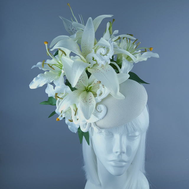 "Semyazza" Ivory Lily, Snake & Filigree Fascinator Hat