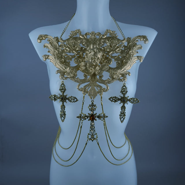 "Divin" Gold Cherub & Filigree Harness Body Jewellery