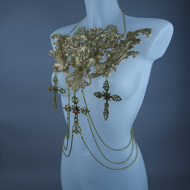 "Divin" Gold Cherub & Filigree Harness Body Jewellery