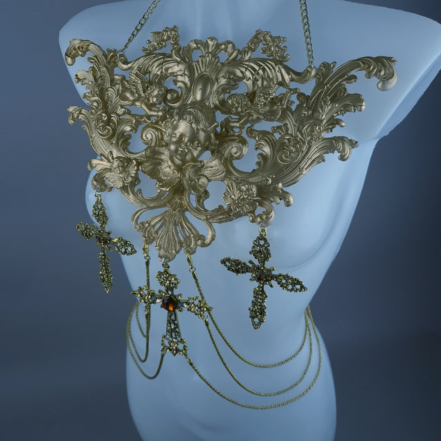 "Divin" Gold Cherub & Filigree Harness Body Jewellery