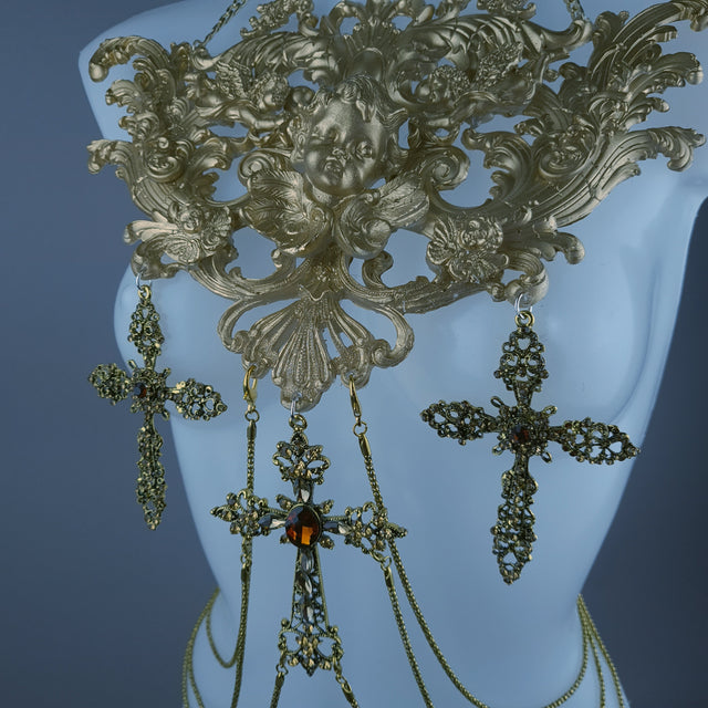 "Divin" Gold Cherub & Filigree Harness Body Jewellery