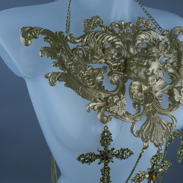 "Divin" Gold Cherub & Filigree Harness Body Jewellery