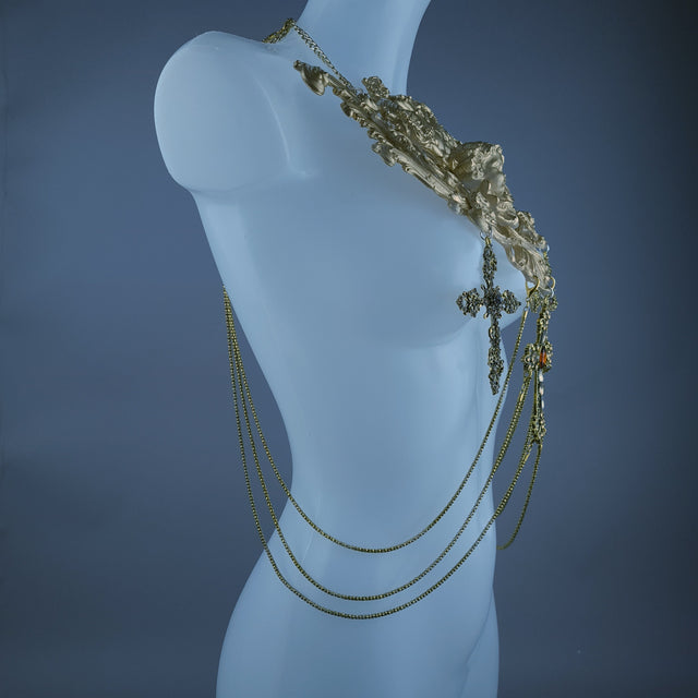 "Divin" Gold Cherub & Filigree Harness Body Jewellery