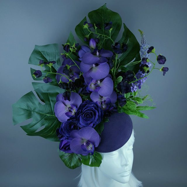 "Kesia" Purple Flower Statement Fascinator Hat