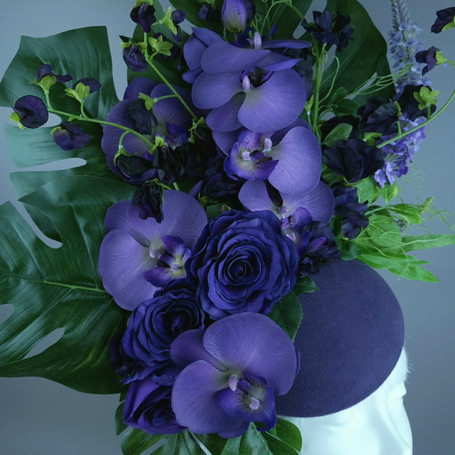 "Kesia" Purple Flower Statement Fascinator Hat