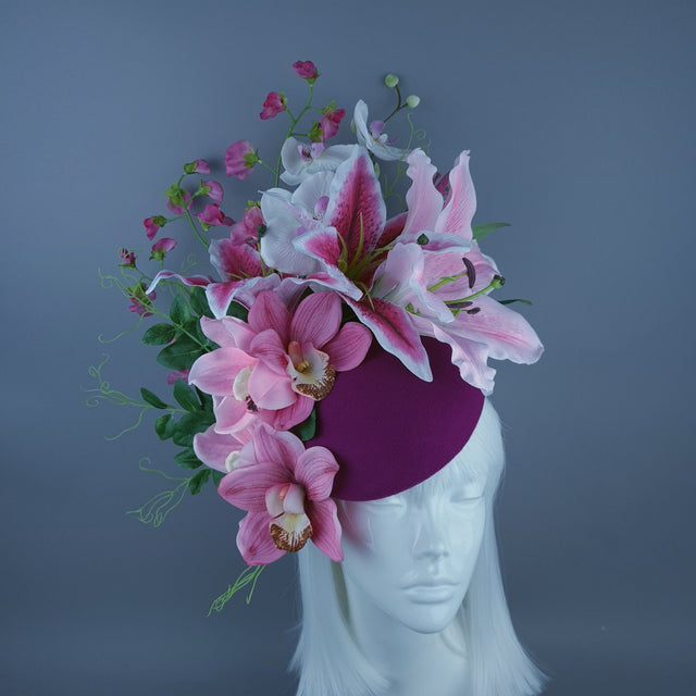 "Karasi" Pink Flower Statement Fascinator Hat