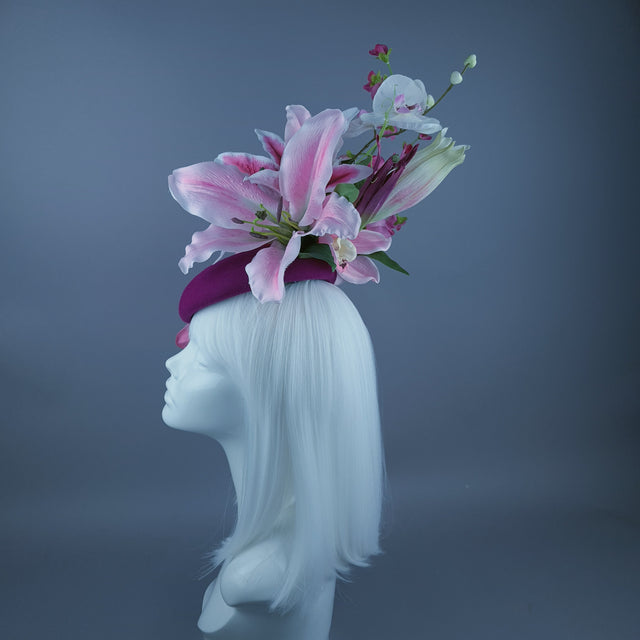 "Karasi" Pink Flower Statement Fascinator Hat
