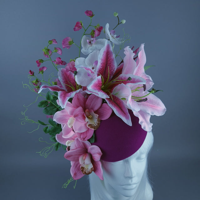 "Karasi" Pink Flower Statement Fascinator Hat