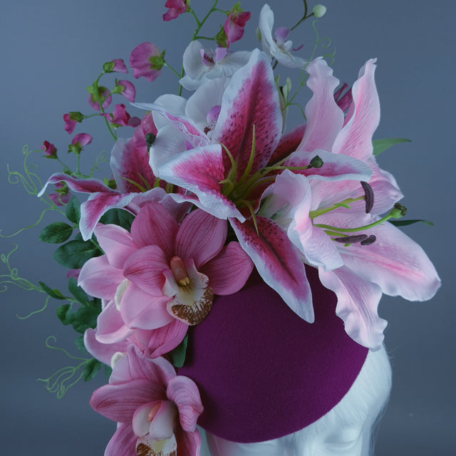 "Karasi" Pink Flower Statement Fascinator Hat