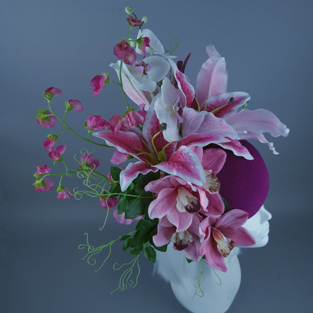 "Karasi" Pink Flower Statement Fascinator Hat