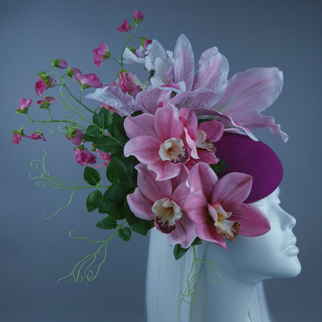 "Karasi" Pink Flower Statement Fascinator Hat