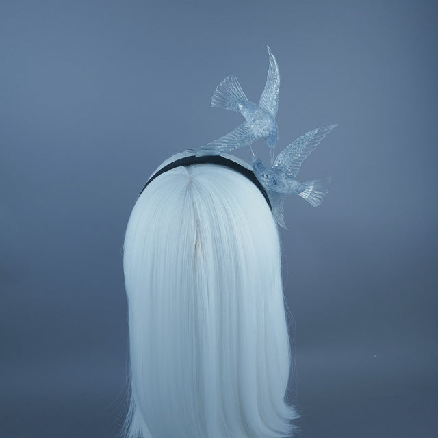 "Chorus" Silver Glitter Hummingbirds Headband