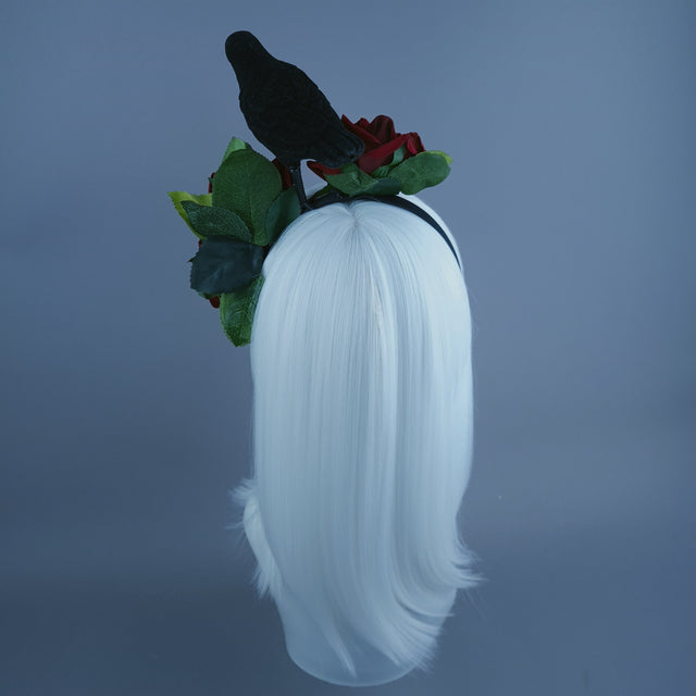 "One For Sorrow" Crow & Red Rose Headdress