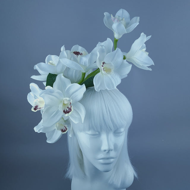"Luci" White Orchid Headdress