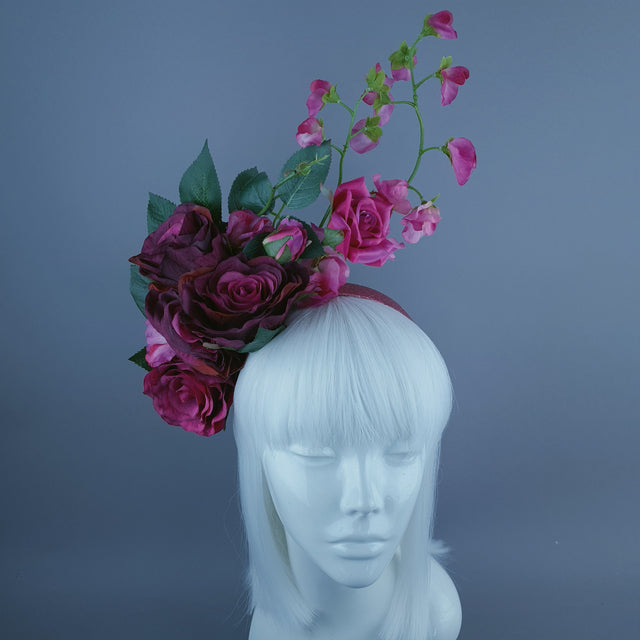 "Trista" Pink Rose & Flower Headdress