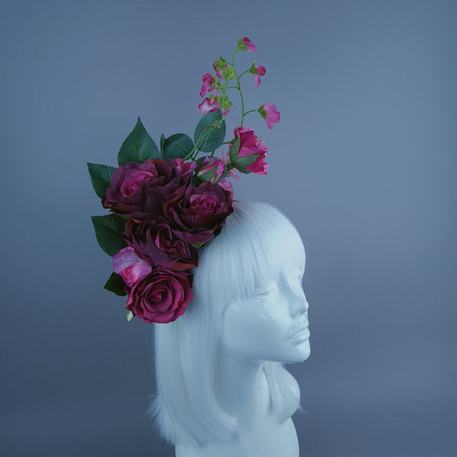 "Trista" Pink Rose & Flower Headdress