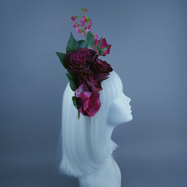 "Trista" Pink Rose & Flower Headdress