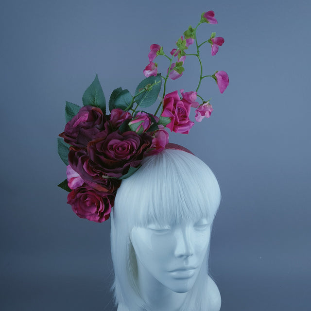 "Trista" Pink Rose & Flower Headdress