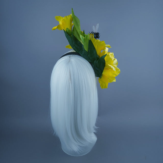 "Hesperia" Bright Yellow Gladioli Flowers & Bee Headdress