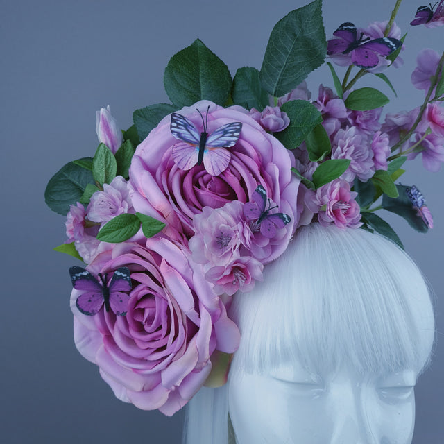 "Morpheus" Pink/Purple Rose Flower Headdress