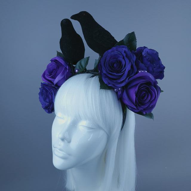 "Two For Joy" Crow & Purple Rose Headdress