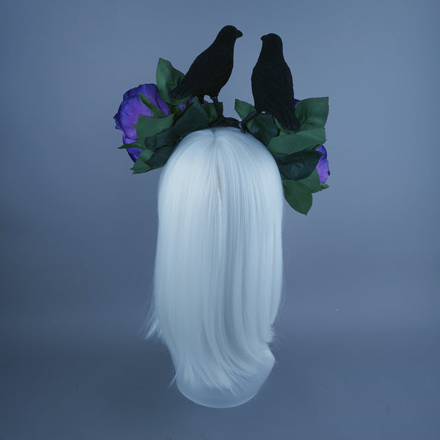 "Two For Joy" Crow & Purple Rose Headdress