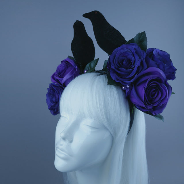 "Two For Joy" Crow & Purple Rose Headdress
