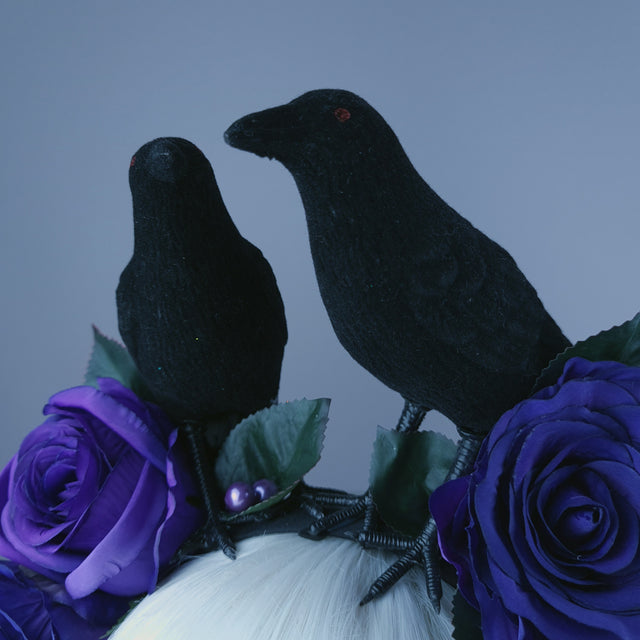 "Two For Joy" Crow & Purple Rose Headdress