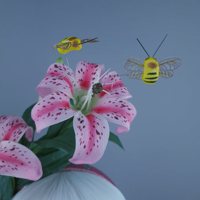"Ambrosia" Bright Pink Lily & Bees Headdress