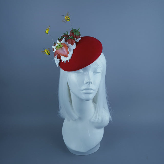 "SweetiePie" Strawberries & Cream Fruit Food Fascinator Hat