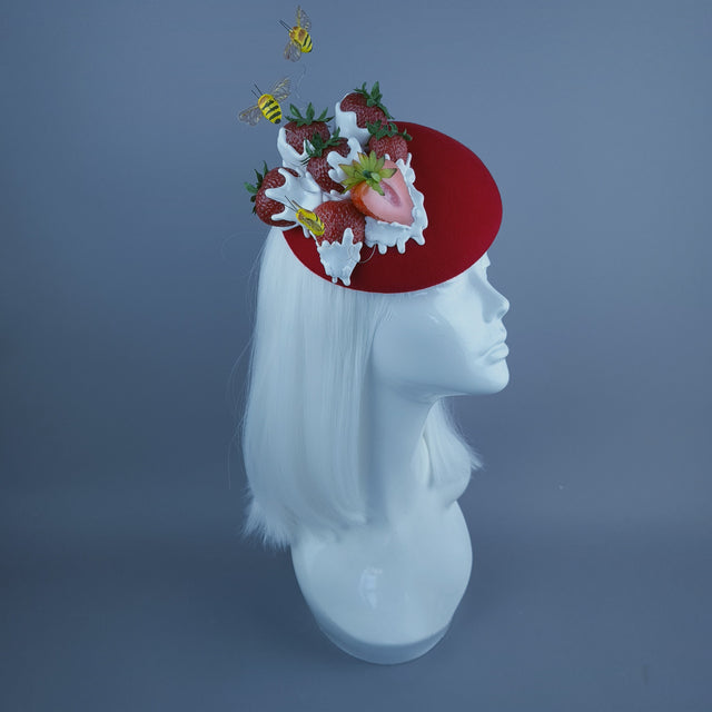 "SweetiePie" Strawberries & Cream Fruit Food Fascinator Hat