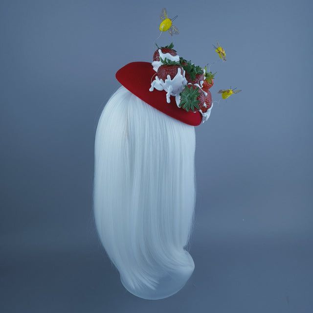 "SweetiePie" Strawberries & Cream Fruit Food Fascinator Hat