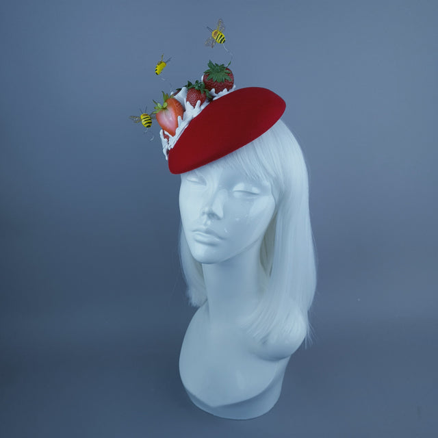 "SweetiePie" Strawberries & Cream Fruit Food Fascinator Hat