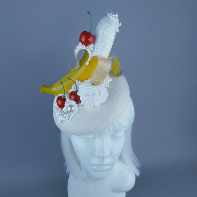 "Cheekie" Banana, Cherry, Cream & Pearls Food Fascinator Hat Headdress