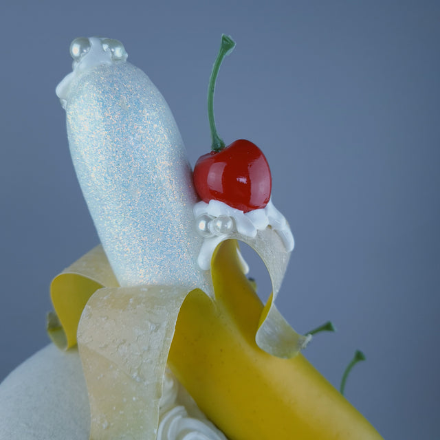 "Cheekie" Banana, Cherry, Cream & Pearls Food Fascinator Hat Headdress