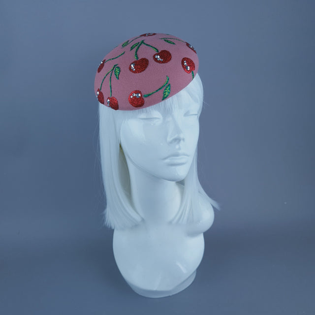 "Cherry Baby" Glitter Cherries Fruit Food Fascinator Hat