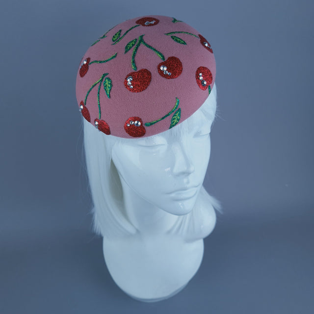 "Cherry Baby" Glitter Cherries Fruit Food Fascinator Hat