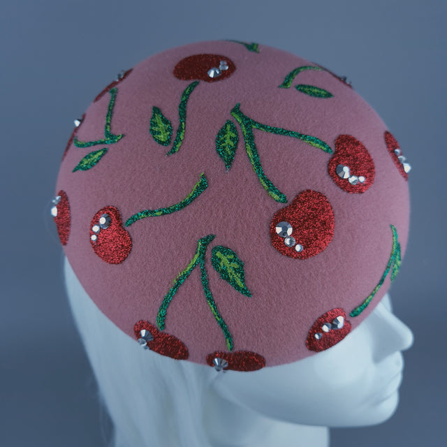 "Cherry Baby" Glitter Cherries Fruit Food Fascinator Hat
