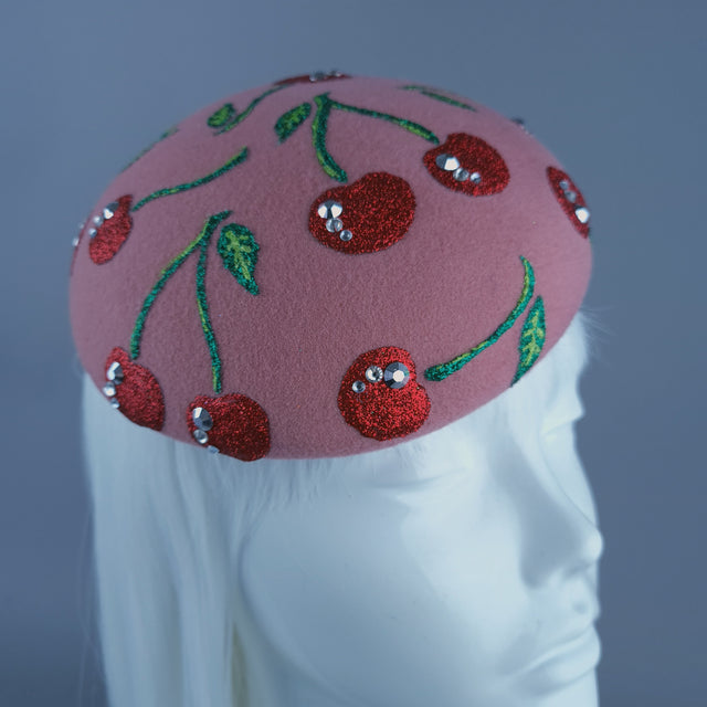 "Cherry Baby" Glitter Cherries Fruit Food Fascinator Hat